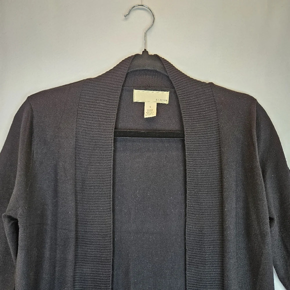 By Design Black knit Long Line Open Front Cardigan Casual Comfort Sz S, So Soft - Picture 2 of 10
